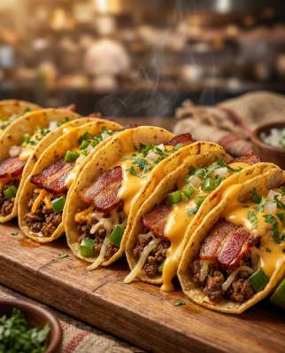 Tacos garnis au bœuf, bacon et cheddar — La base