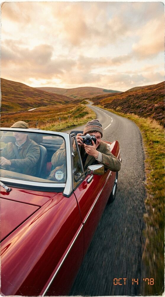 Voiture rouge avec photographe — La base